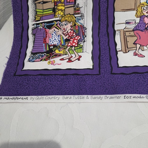 Stash Management Quilting Humor Fabric Panel | Quilt Shop Sewing Theme VTG 24x42 - Picture 6 of 8